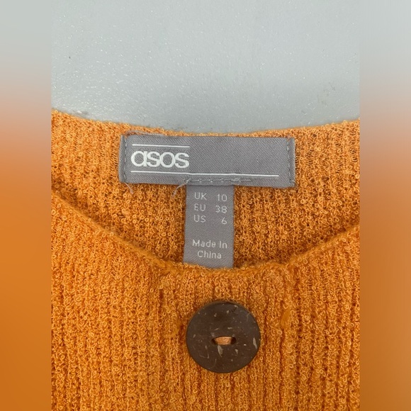 ASOS Terry Cloth Orange Button Maxi Dress with Double Slit - Picture 2 of 5